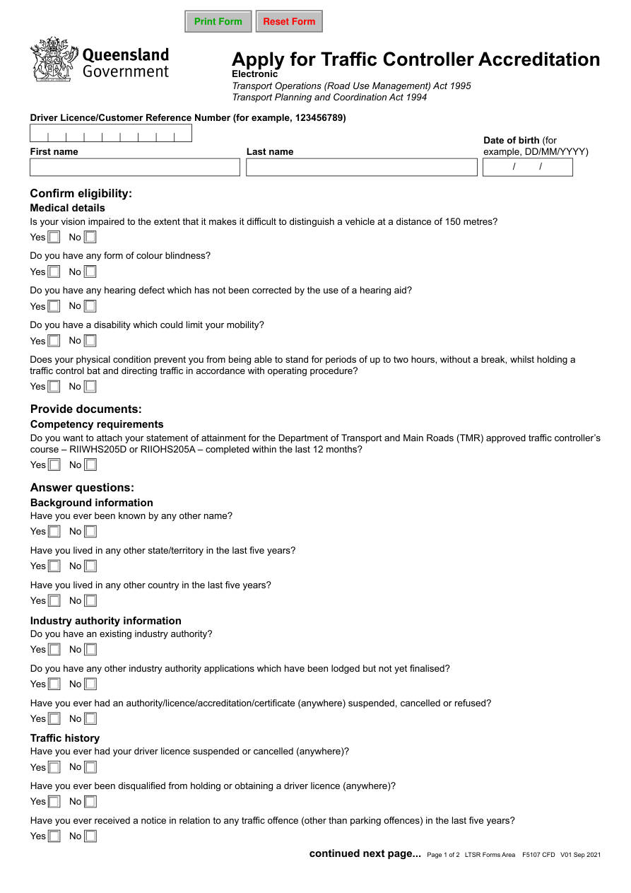 Page 1 of F5107 Apply for TC Accreditation