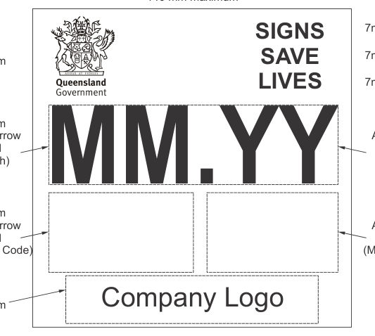 Figure 13.4.10 –Layout and minimum dimension of sign label