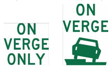 Figure 3.3.4(b) – Use of ON VERGE text for parking partially on verge, nature strip or wide footpath (not in a marked parking bay)
