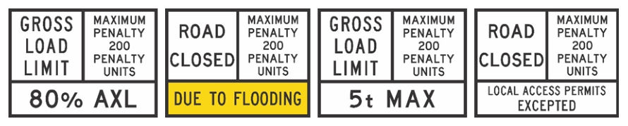Figure 4.2.2(b) – Examples of multi-message signs in accordance with the Transport Infrastructure Act 1994.