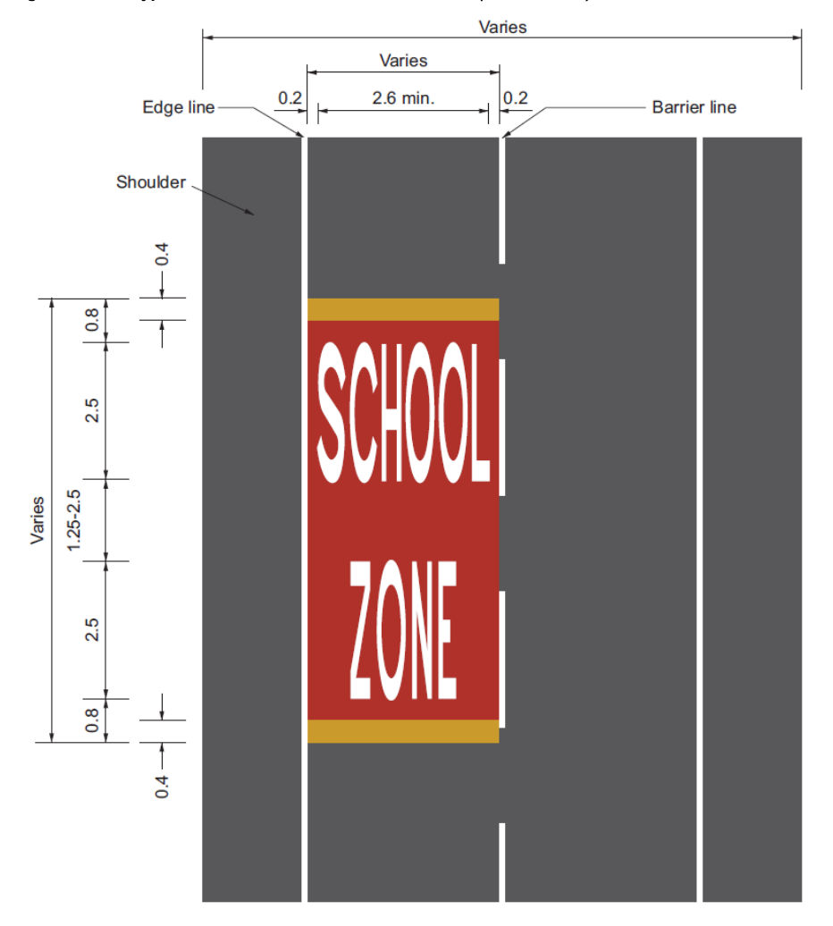 Figure 3.3.2 – Typical school zone threshold treatment (PM-040-Q01)
