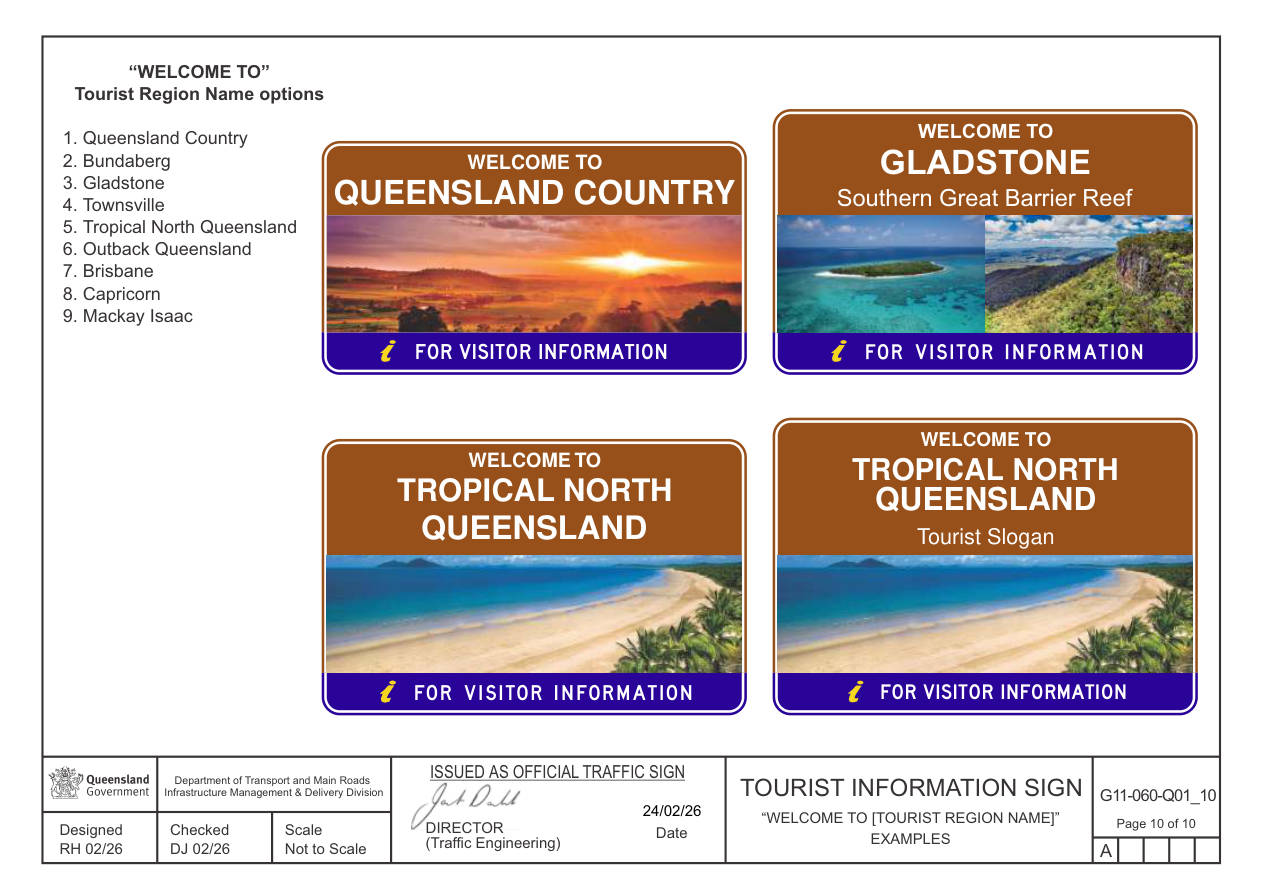 Page 108 of MUTCD Q-Series Signs showing TOURIST INFORMATION SIGN “WELCOME TO [TOURIST REGION NAME]” EXAMPLES