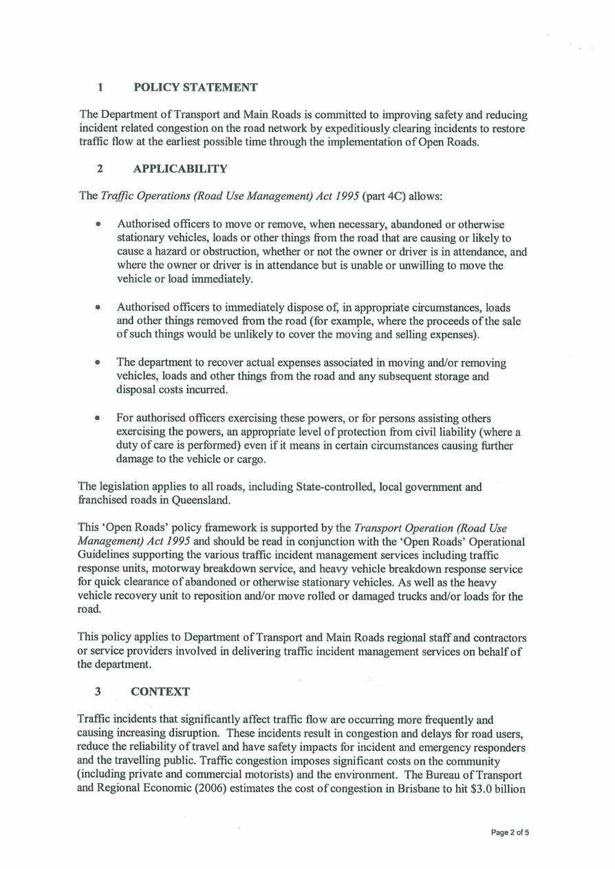 Page 2 of Open Roads Policy