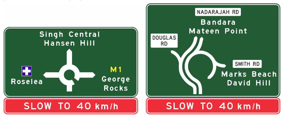 Figure 6.5(e) – Example of supplementary advisory speed information panel fitted as a separate panel under an existing sign