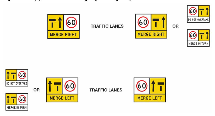 Figure 5.9.1(a) – Lane status signs for merge tapers