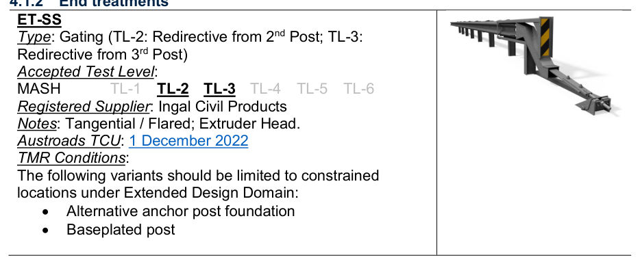 Drawing on page 29 of Accepted Road Safety Barrier Systems & Devices
