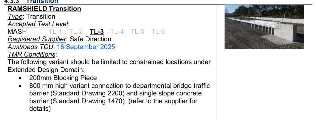 Drawing on page 40 of Accepted Road Safety Barrier Systems & Devices