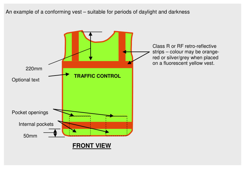 An example of a conforming vest – suitable for periods of daylight and darkness