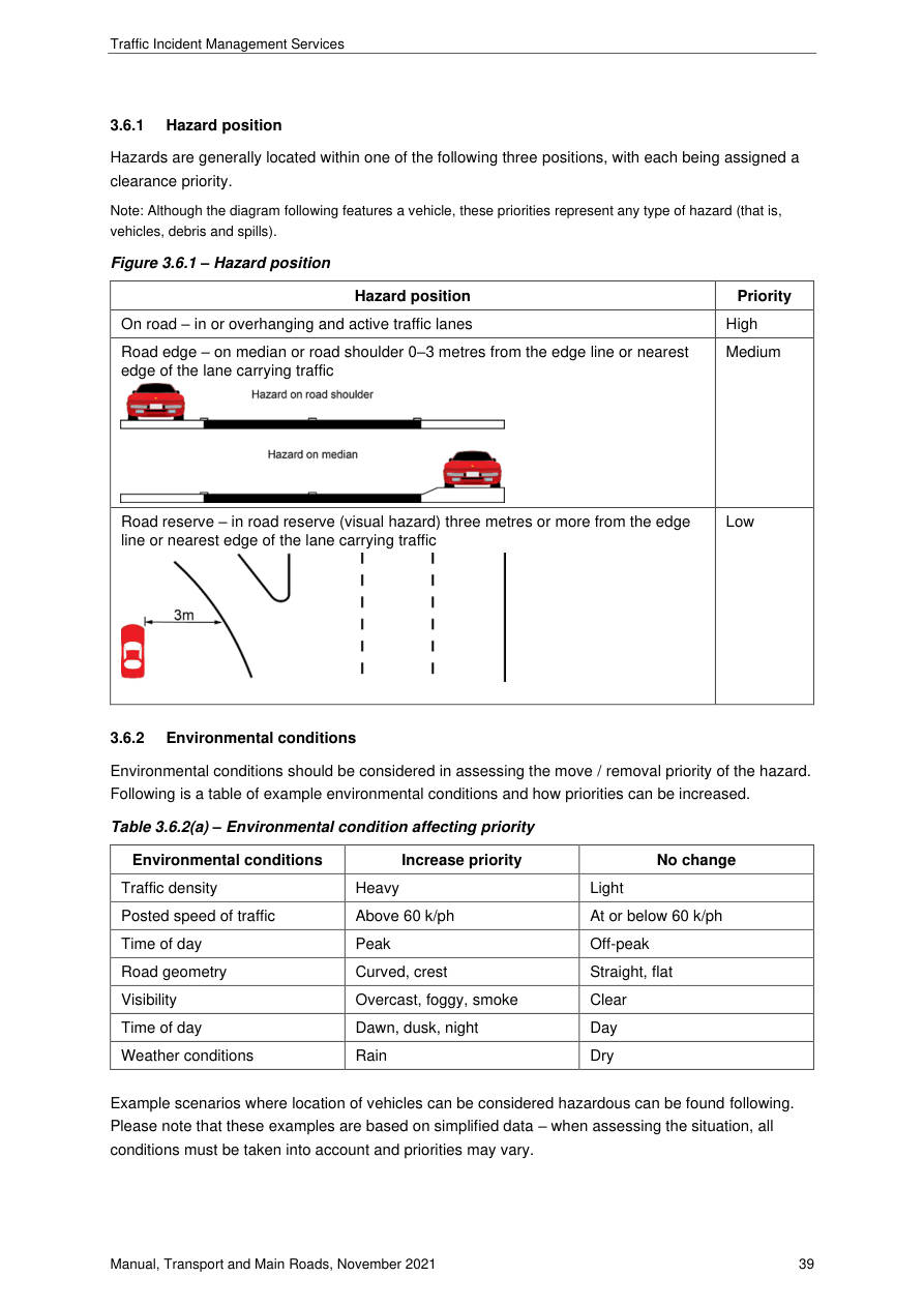 Page 43 of TIMS Manual showing Figure 3.6.1 – Hazard position