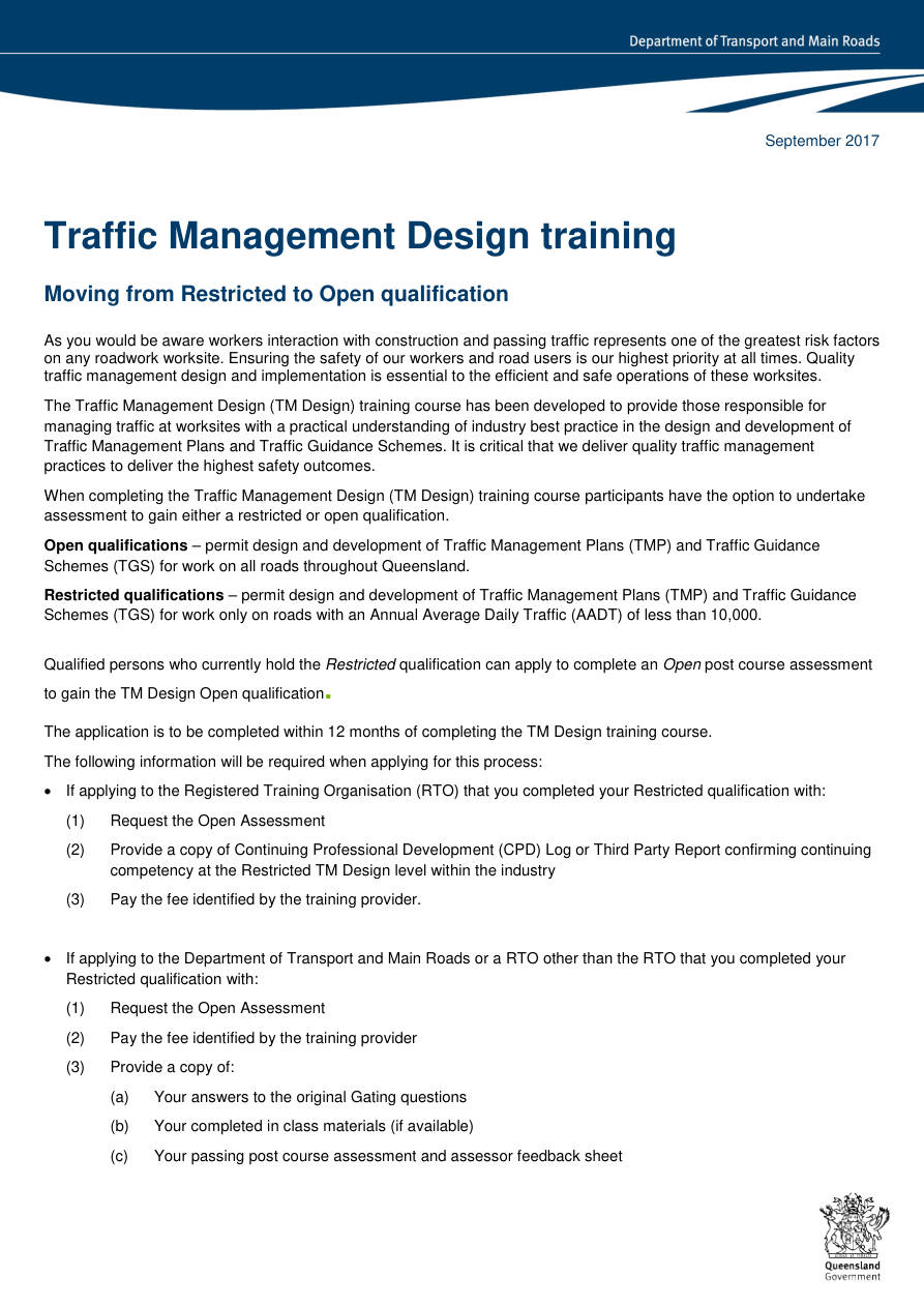 Page 1 of TMD Restricted to Open