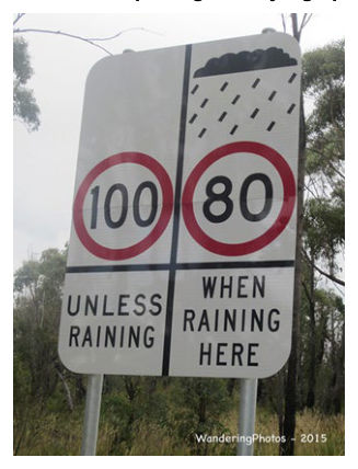 Figure 4.2.4 – Example signs varying speed limit based on weather conditions