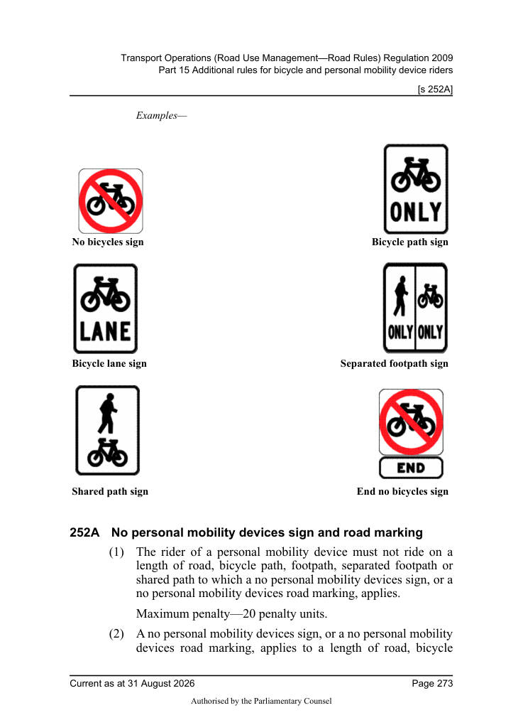 Page 275 of Qld Road Rules 2009