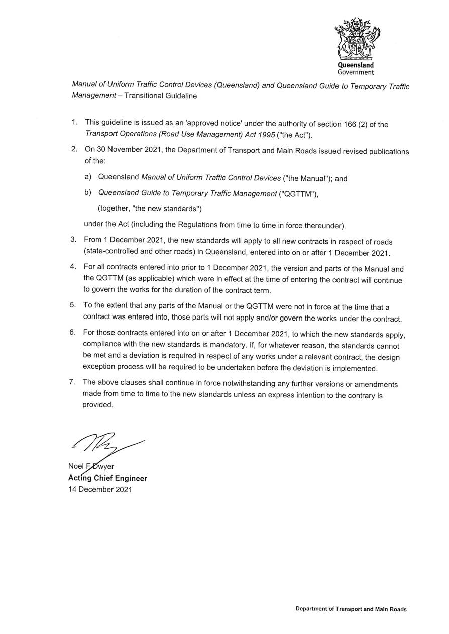 Page 1 of Transitional Guideline Approved Notice