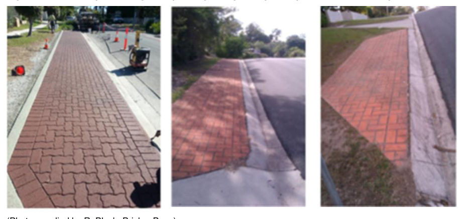 Figure 2(a) – Example of verge car parking using stamped asphalt and concrete pavements