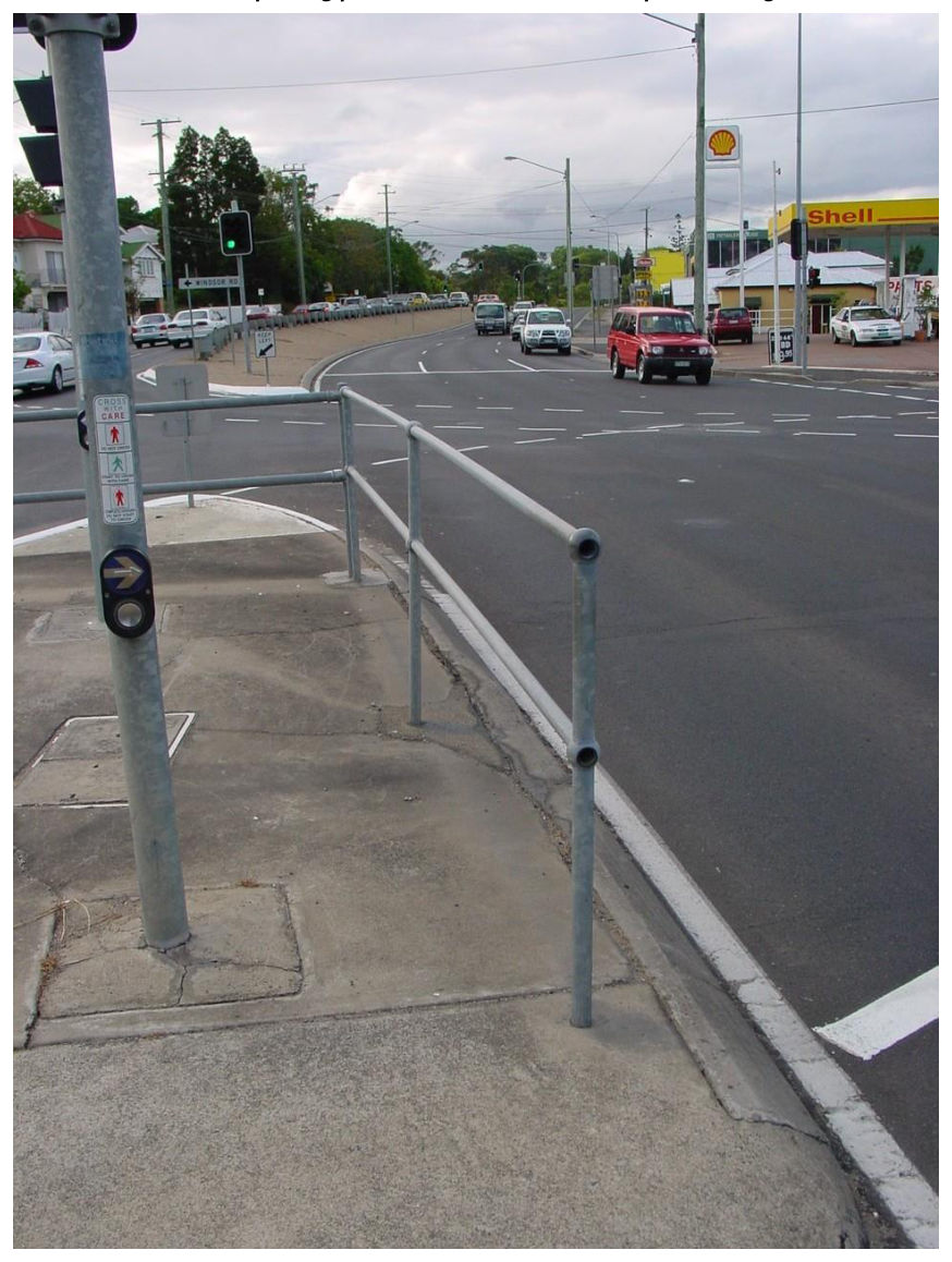 Figure 1.1-D – Fencing and barriers constructed using a horizontal rail should not be used because of the risk of spearing pedestrians and vehicle occupants during a crash