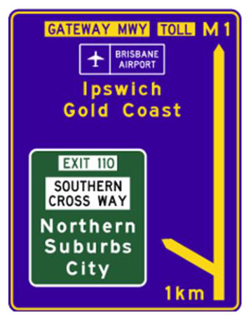 Figure 7.1(a) – Example, Toll road patch and colour scheme – immediate approach
