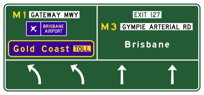 Figure 7.3(b) – Example 2 of TOLL patch locations for overhead lane designation type direction sign