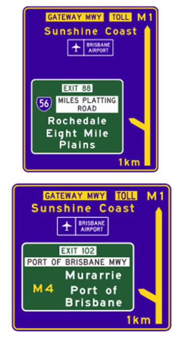 Figure 7.6 – Examples of diagrammatic advance direction signs