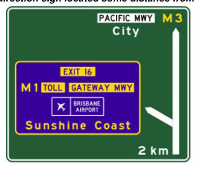 Figure 7.9(b) – Example 2 direction sign located some distance from a toll road