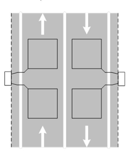 Figure 7.3.2.1.1 – Bi-directional carriageway (loop-loop configuration for length based vehicle classification)