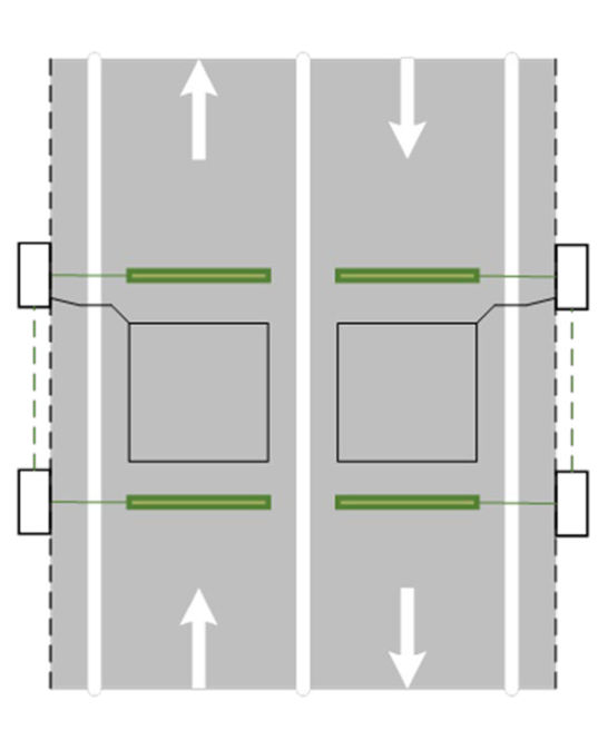 Figure 7.3.2.2.1 – Typical Piezo-Loop-Piezo configuration on single carriageway bi-directional road