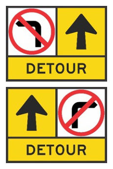Figure 4.2.2(a) – Example multi-message signs with No Left / No Right Turn prohibition panels